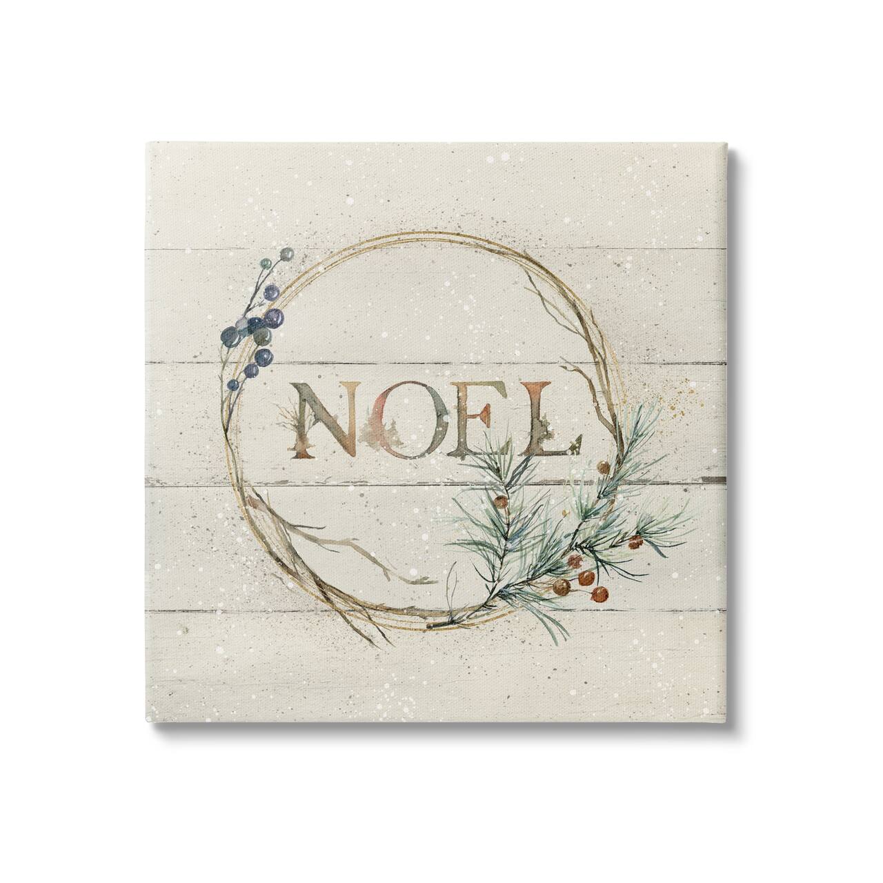 Stupell Industries Noel Holiday Botanical Wreath Canvas Wall Art